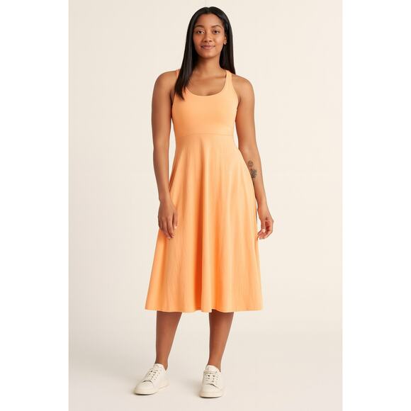 Athleta Santorini Midi Dress Cactus Peach Travel Athleisure Performance | Large - Picture 1 of 8